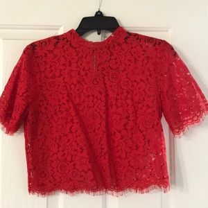NWT Express Size small Red express lace crop top